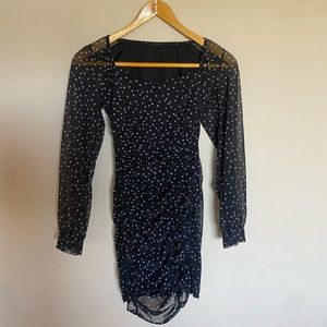 nasty gal bodycon polka dot mesh dress